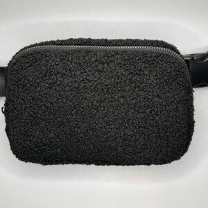 New Everyday Black Fuzzy Sherpa Standard Size Fanny Pack / Waist Pack